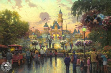 Thomas Kinkade Painting - Disneylandia 50 Aniversario Thomas Kinkade